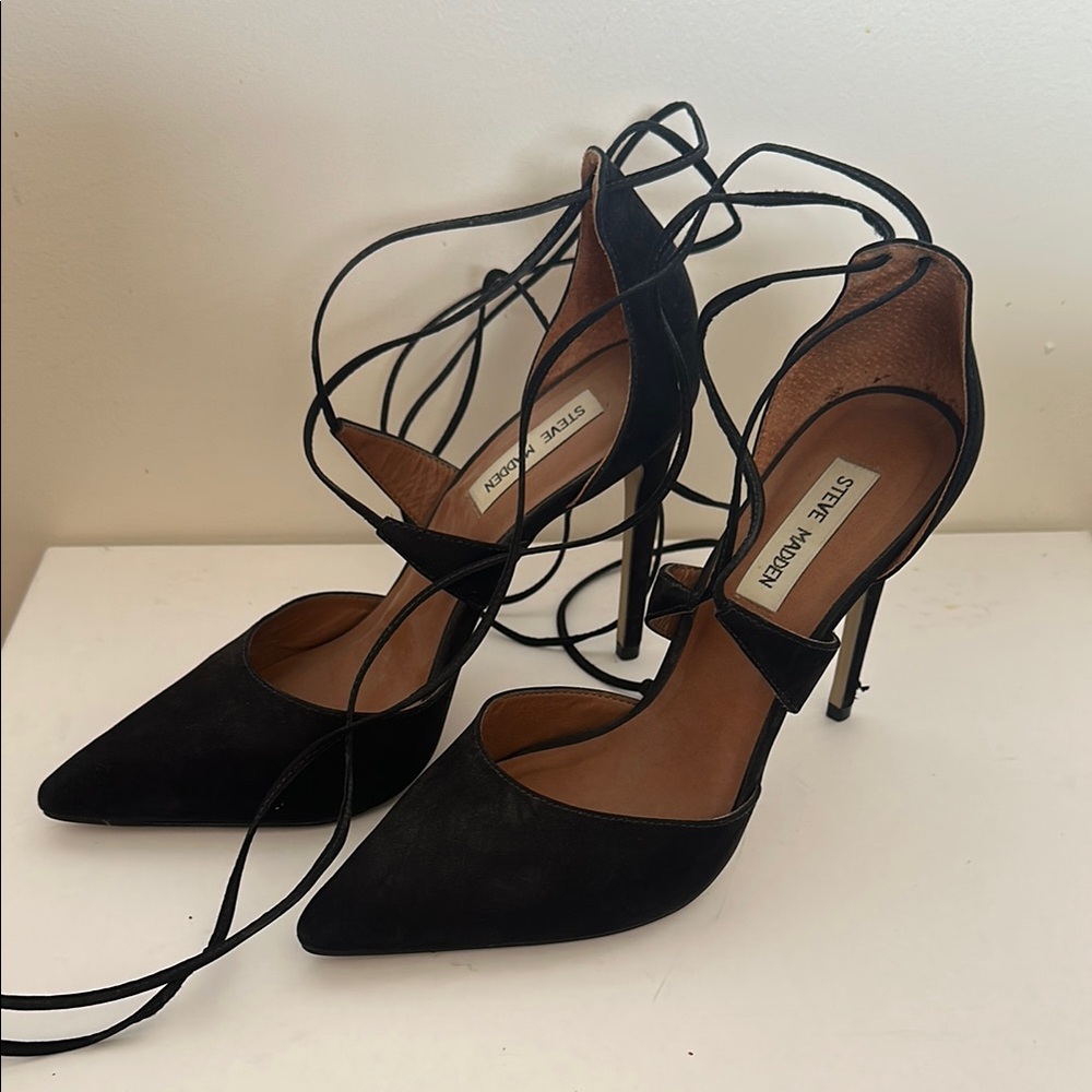 Steve Madden Black Lace-Up Heels